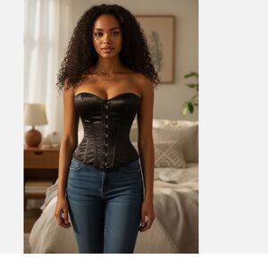 Corset Story Black Satin Corset Top-NWT